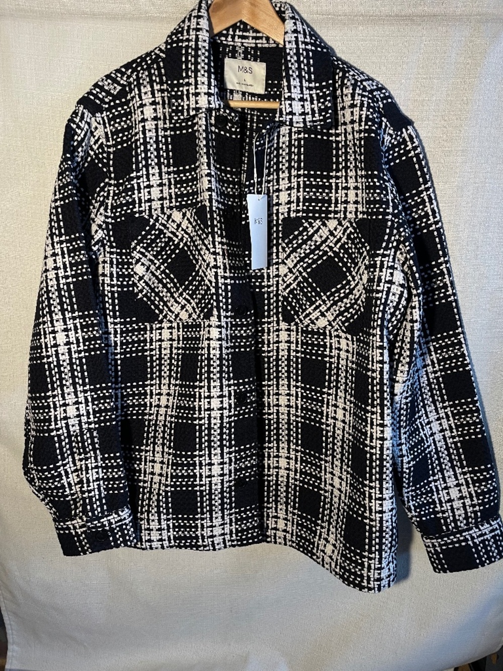 Men’s Black & White Check Overshirt Jacket